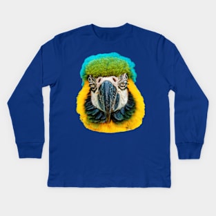 Blue and Yellow Macaw Kids Long Sleeve T-Shirt